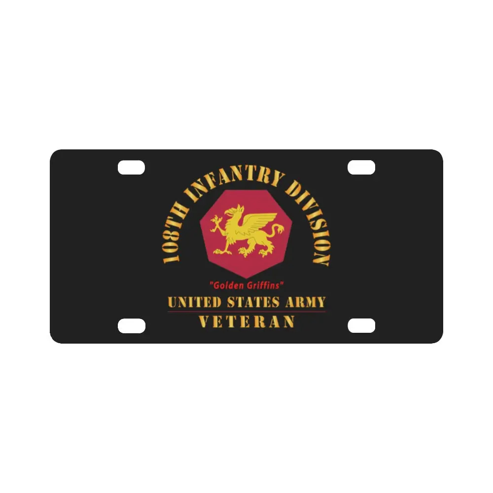 Army - Ssi - 108Th Infantry Division (1952-Present) - Golden Griffins - Us Army Veteran X 300 Classic License Plate 1