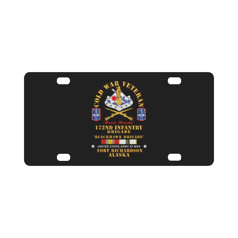 Army - Cold War Vet - 172Nd In Bde - Ft Richardson Ak W Cold Svc Classic License Plate 1