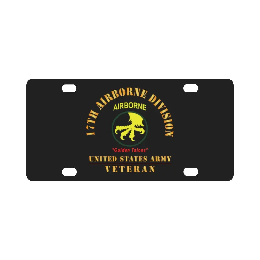 Army - Ssi - 17Th Airborne Division - Golden Talons - Us Army Veteran X 300 Classic License Plate 1