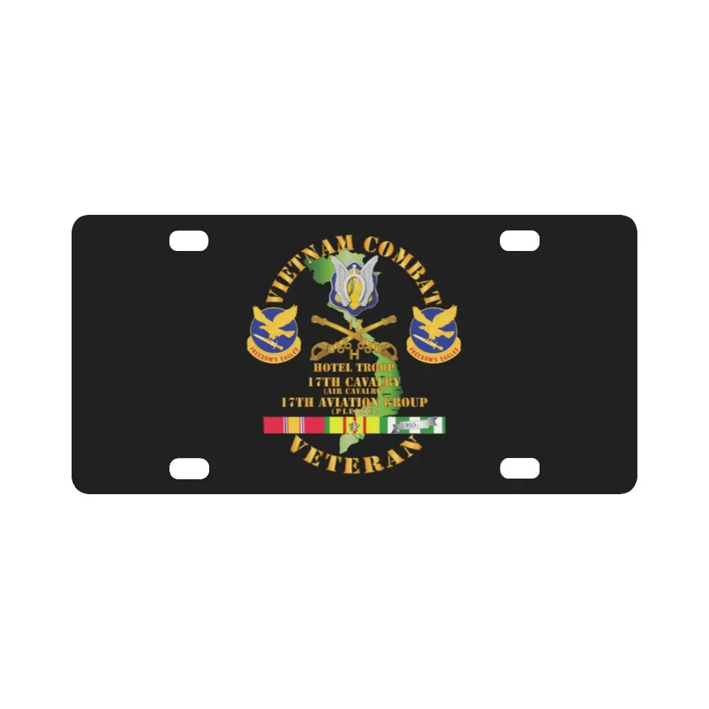 Army - Vietnam Combat Cavalry Vet W Hotel Troop - 17Th Air Cav - 17Th Aviation Group Dui W Svc Classic License Plate 1