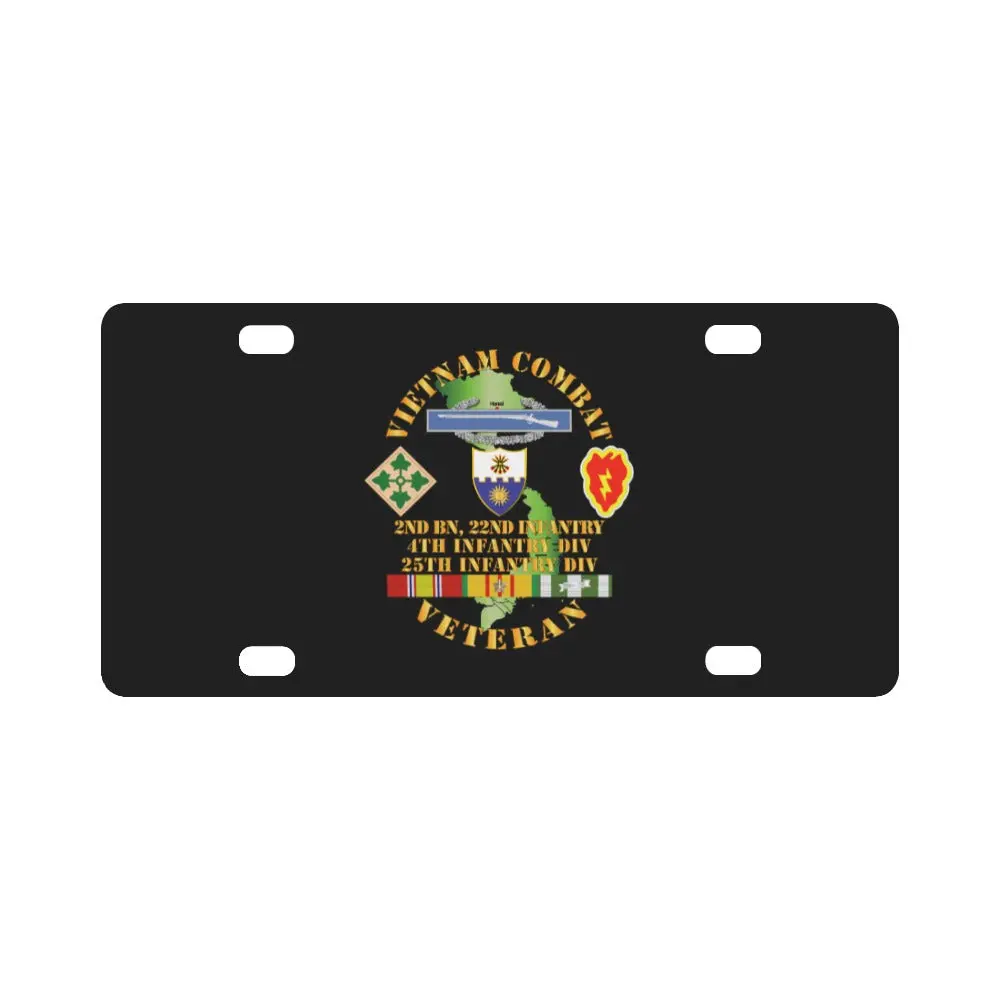 Army - Vietnam Combat Infantry Veteran W 2Nd Bn 22Nd Inf - 4Th And 25Th Id Classic License Plate 1