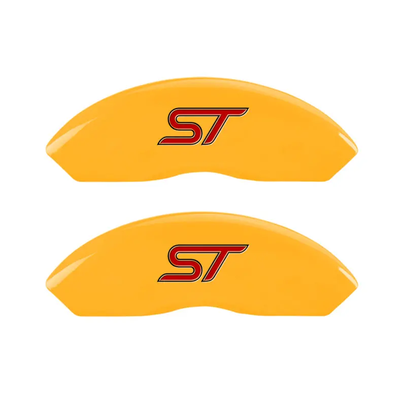 Mgp Engraved Brake Caliper Covers – Front & Rear, Yellow Finish With Black Chrome Accents, No Hardware Included 1