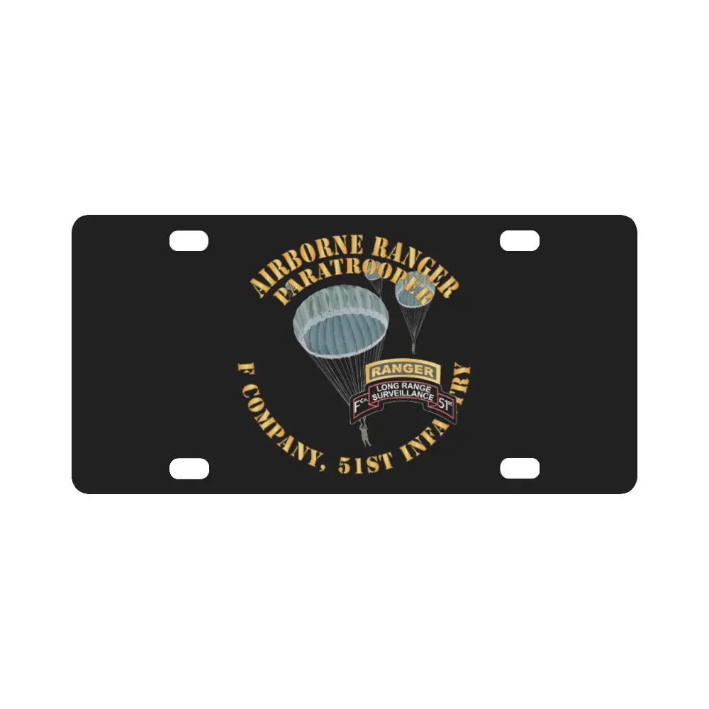 Army - Airborne Ranger - F Company- 51St Infantry (Ranger) X 300 Classic License Plate 1