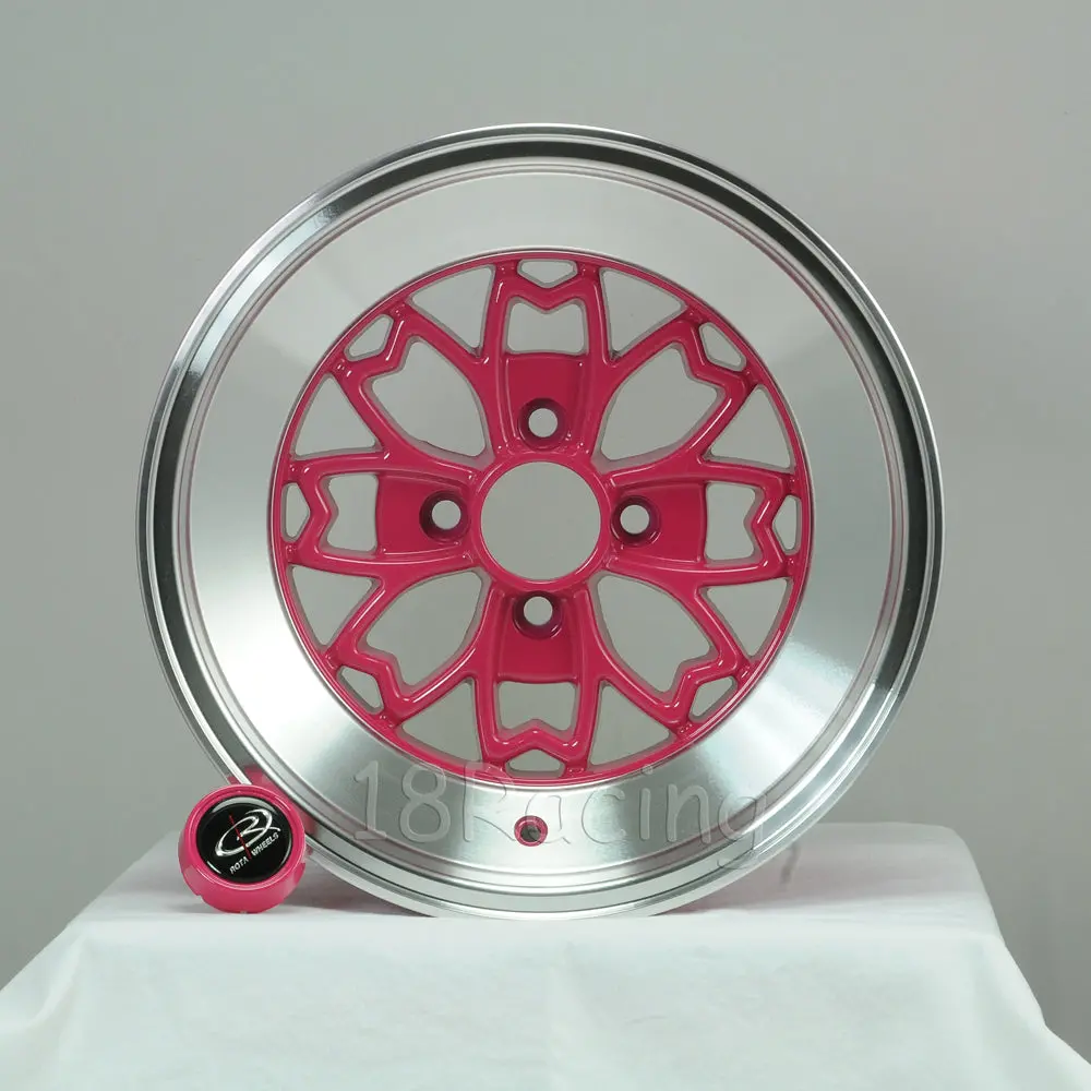 Rota Wheels Aleica 1580 4X100 15 67.1 Pink With Polish Lip 1