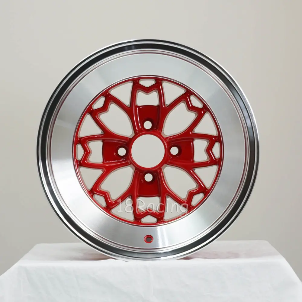 Rota Wheels Aleica 1580 4X100 15 67.1 Red With Polish Lip 1