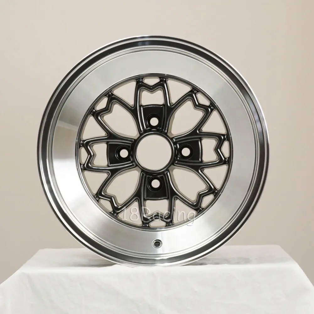 Rota Wheels Aleica 1580 4X100 15 67.1 Hyperblack With Polish Lip 1