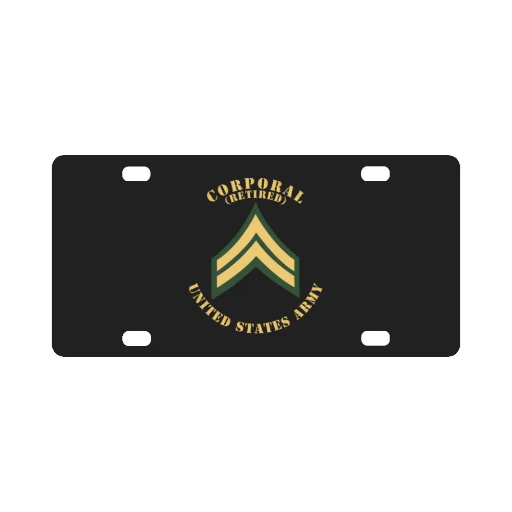 Army - Corporal - Cpl - Retired - Flat X 300 Classic License Plate 1