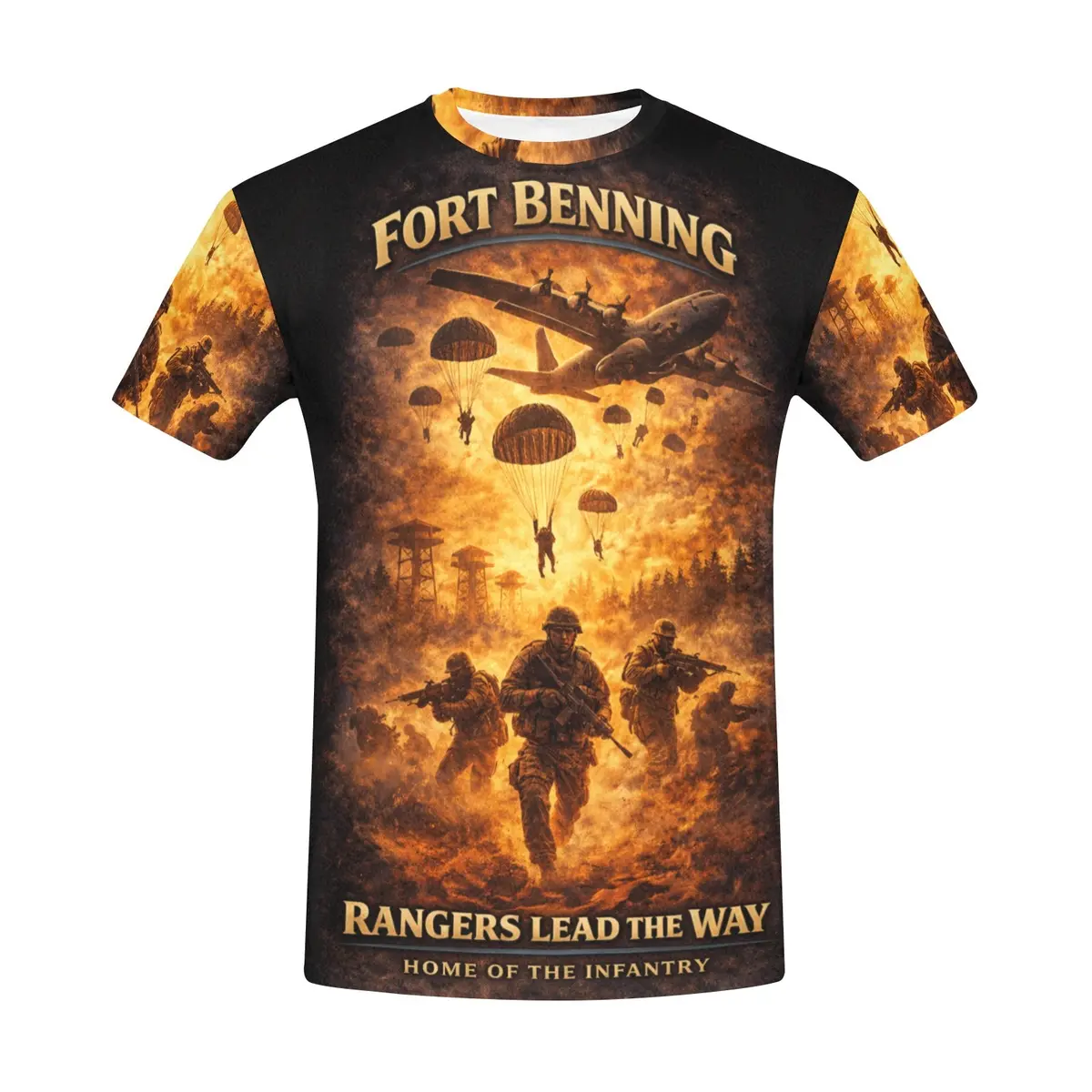 Men's All-Over Print Crew Neck T-Shirt — Fort Benning | Follow Me, I Am The Infantry 3