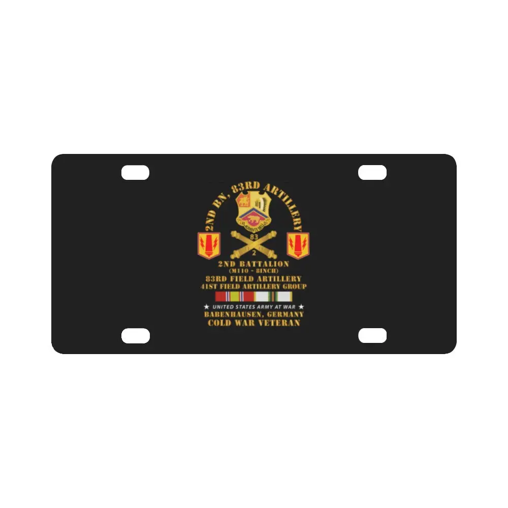 Army - 2Nd Bn 83Rd Artillery - 41St Fa Gp - Babenhausen Germany W Cold Svc Classic License Plate 1