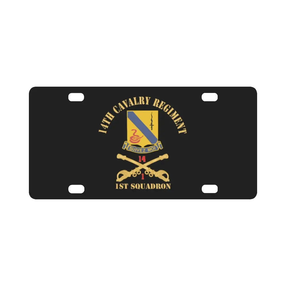Army - 14Th Cavalry Regiment W Cav Br - 1St Squadron - Red Txt X 300 Classic License Plate 1