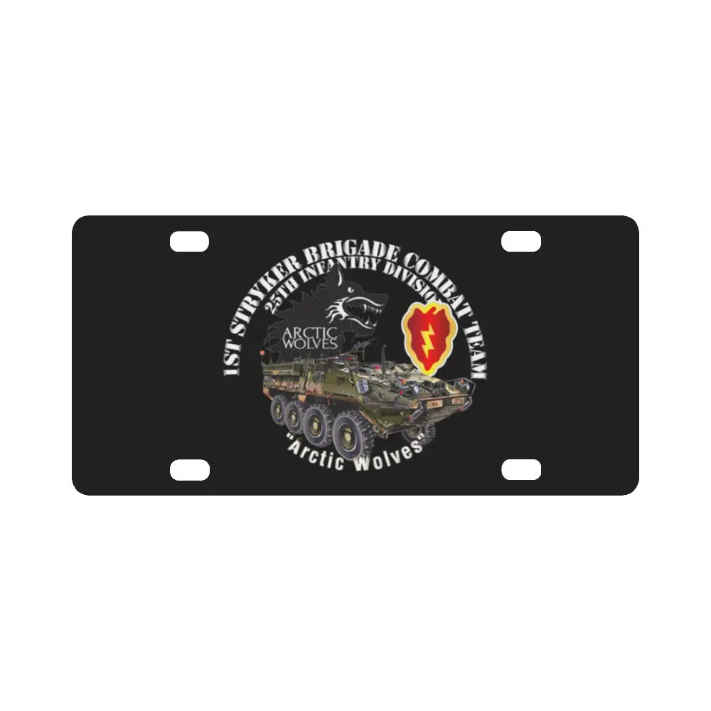 Army - 1St Stryker Bde - 25Th Id - Arctic Wolves - White W Stryker Classic License Plate 1