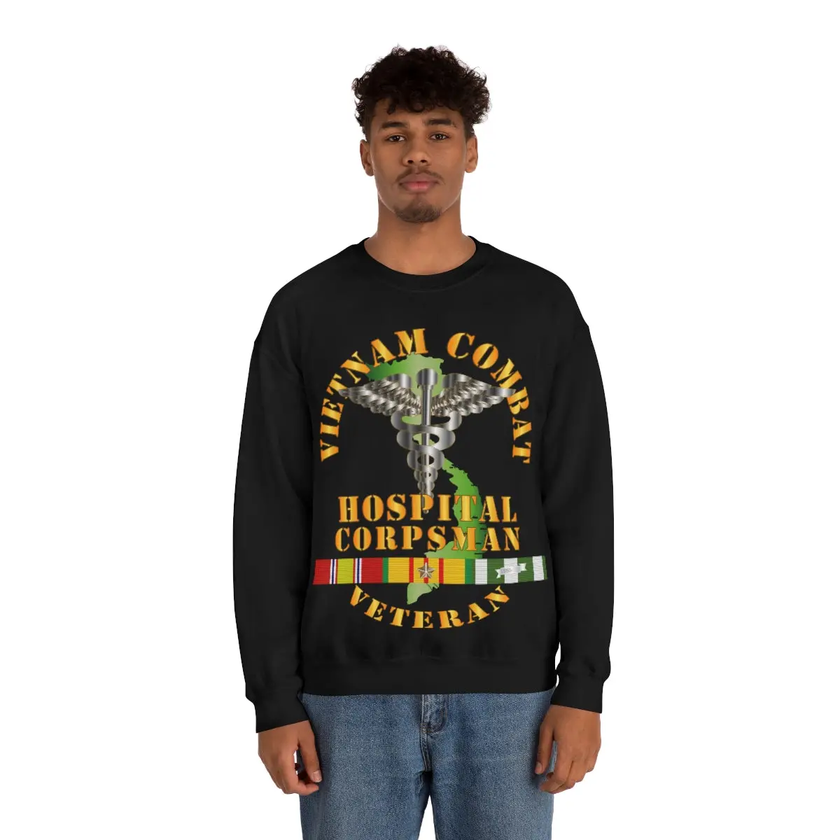 Unisex Heavy Blend Crewneck Sweatshirt - Usn  - Usmc - Vietnam Combat Veteran Hospital Corpsman  X 300 1