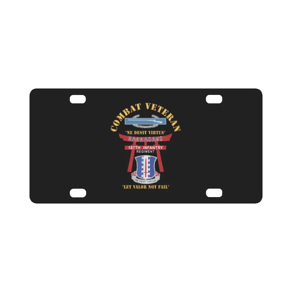 Army - Combat Veteran - 187Th Infantry Regiment - Torii, Rakkasans, Let Valor Not Fail, English, Lat Classic License Plate 1