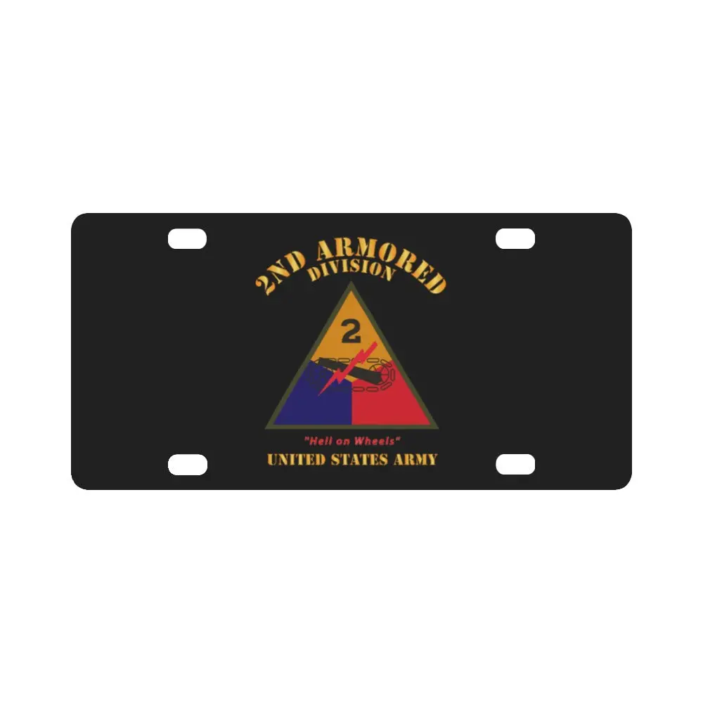 Army - Ssi - 2Nd Armored Division - Hell On Wheels - Us Army X 300 Classic License Plate 1