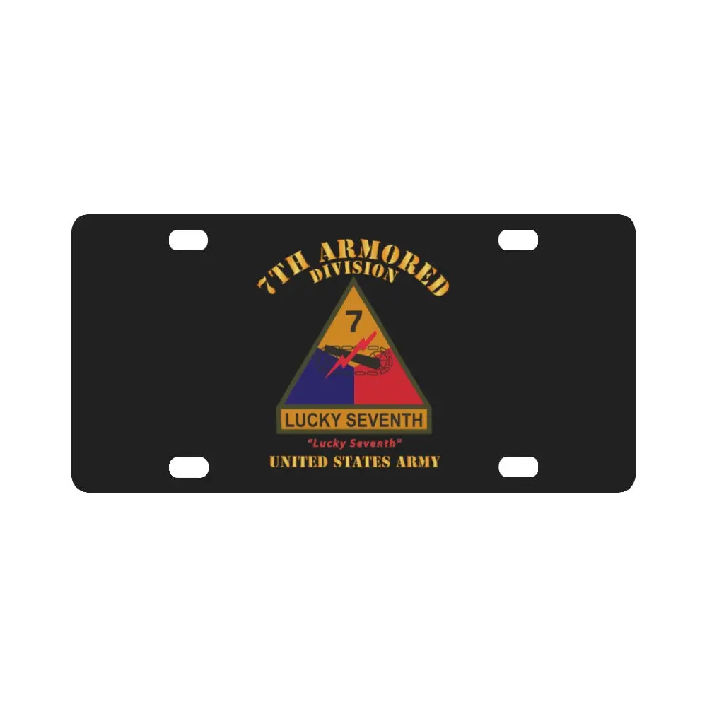 Army - Ssi - 7Th Armored Division W Name Tape - Lucky Seventh - Us Army X 300 Classic License Plate 1