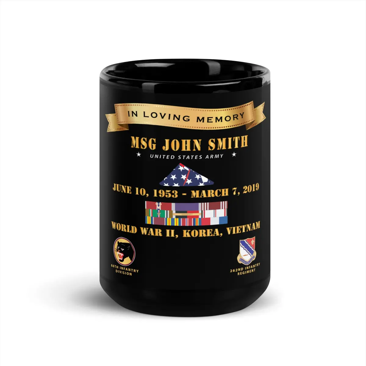 Black Glossy Mug - Army -Template 1 - In Memorial Of - 2025 X 300 1