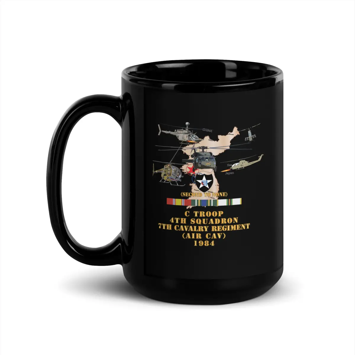 Black Glossy Mug - Army - Korea Map - 2Nd Infantry Div - C Trp, 4Th Sqdr, 7Th Cav (Air Cav) W Ac - Svc X 300 2