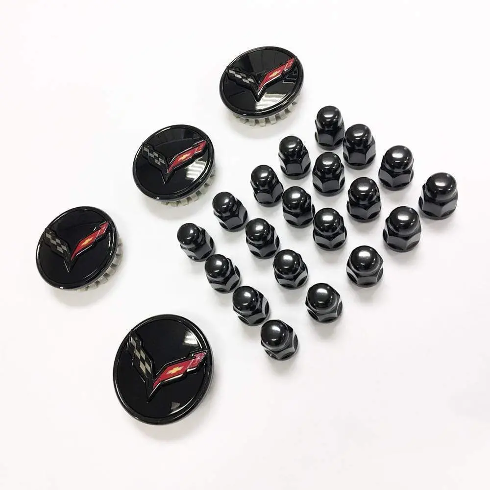 Black Wheel Center Caps And Lug Nuts 1