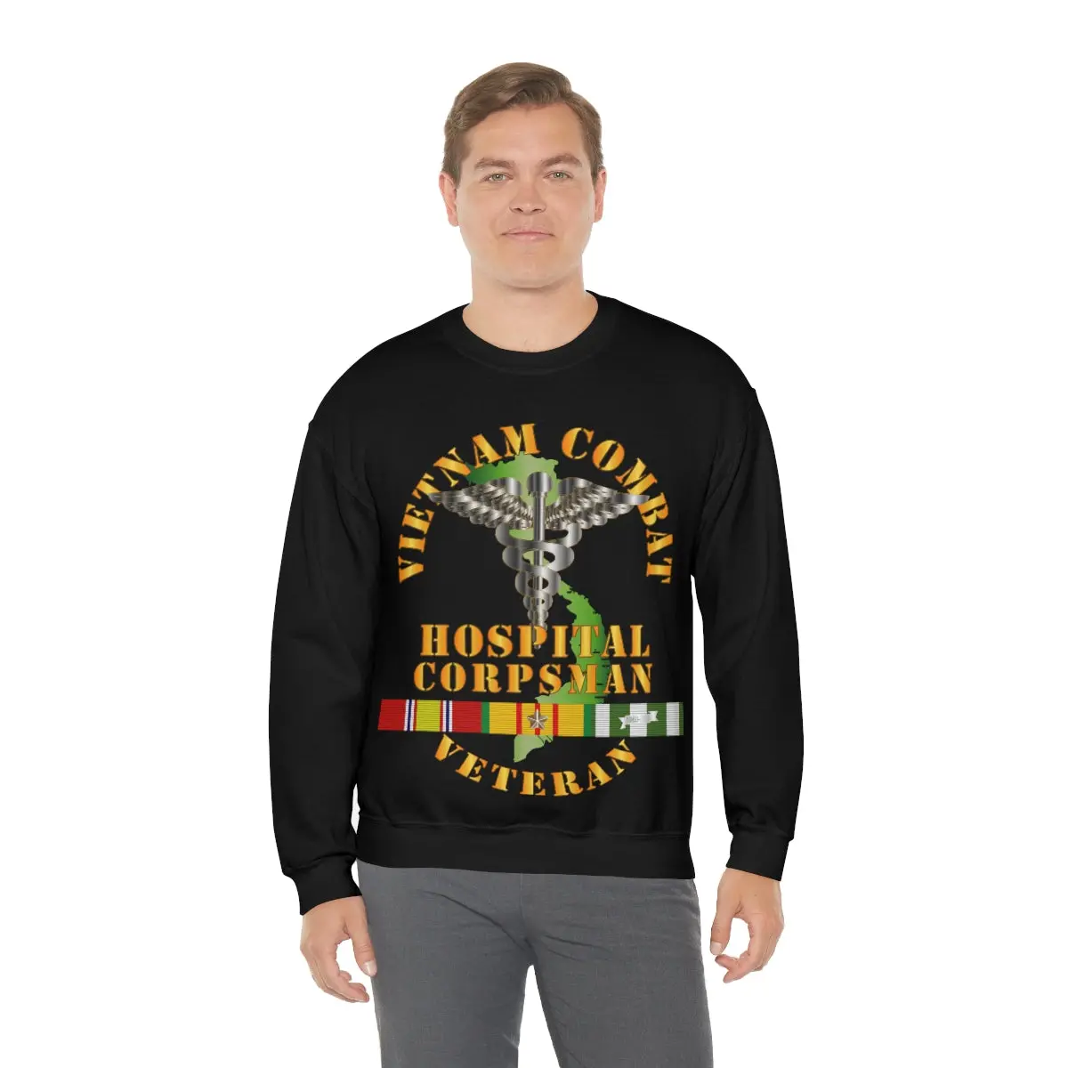 Unisex Heavy Blend Crewneck Sweatshirt - Usn - Usmc - Vietnam Combat Veteran Hospital Corpsman X 300 4