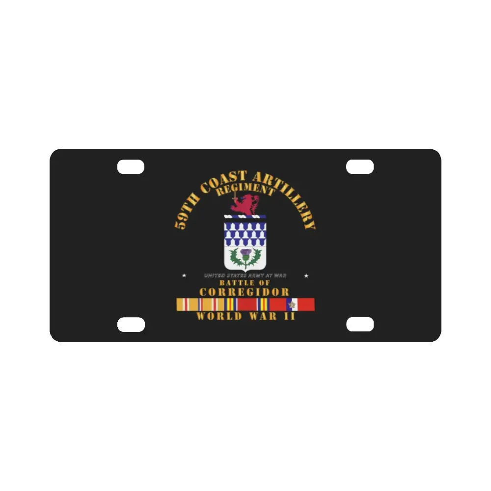 Army - 59Th Coast Artillery Regiment - Battle Of Corregidor - Wwii W Pac Svc Classic License Plate 1
