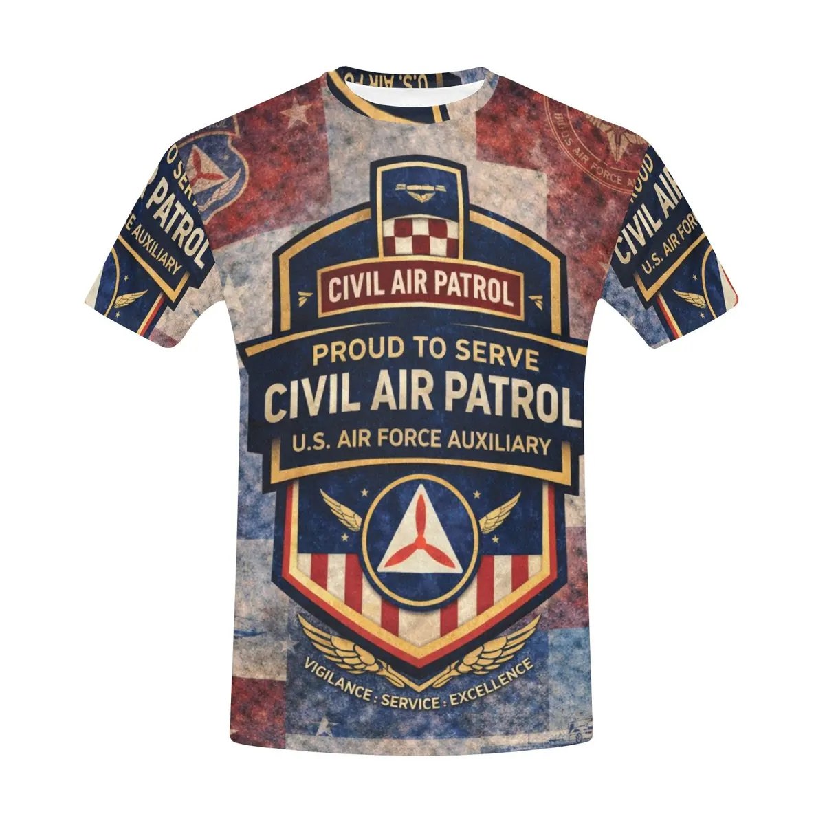 Men's All Over Print Crew Neck T-Shirt - Tribute Tee - Civil Air Patrol 1