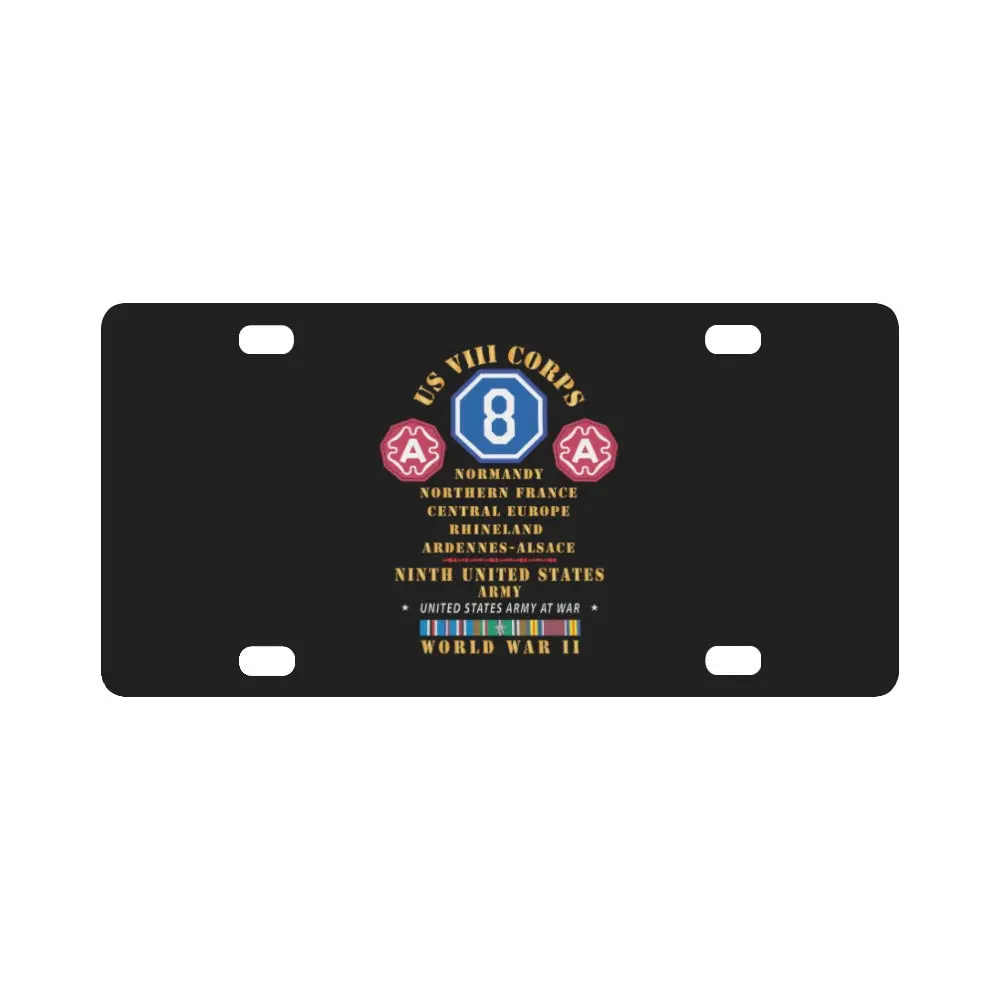 Army - Us Viii Corps - 9Th Army - Central Europe - Rhineland Eur Svc X 300 Classic License Plate 1