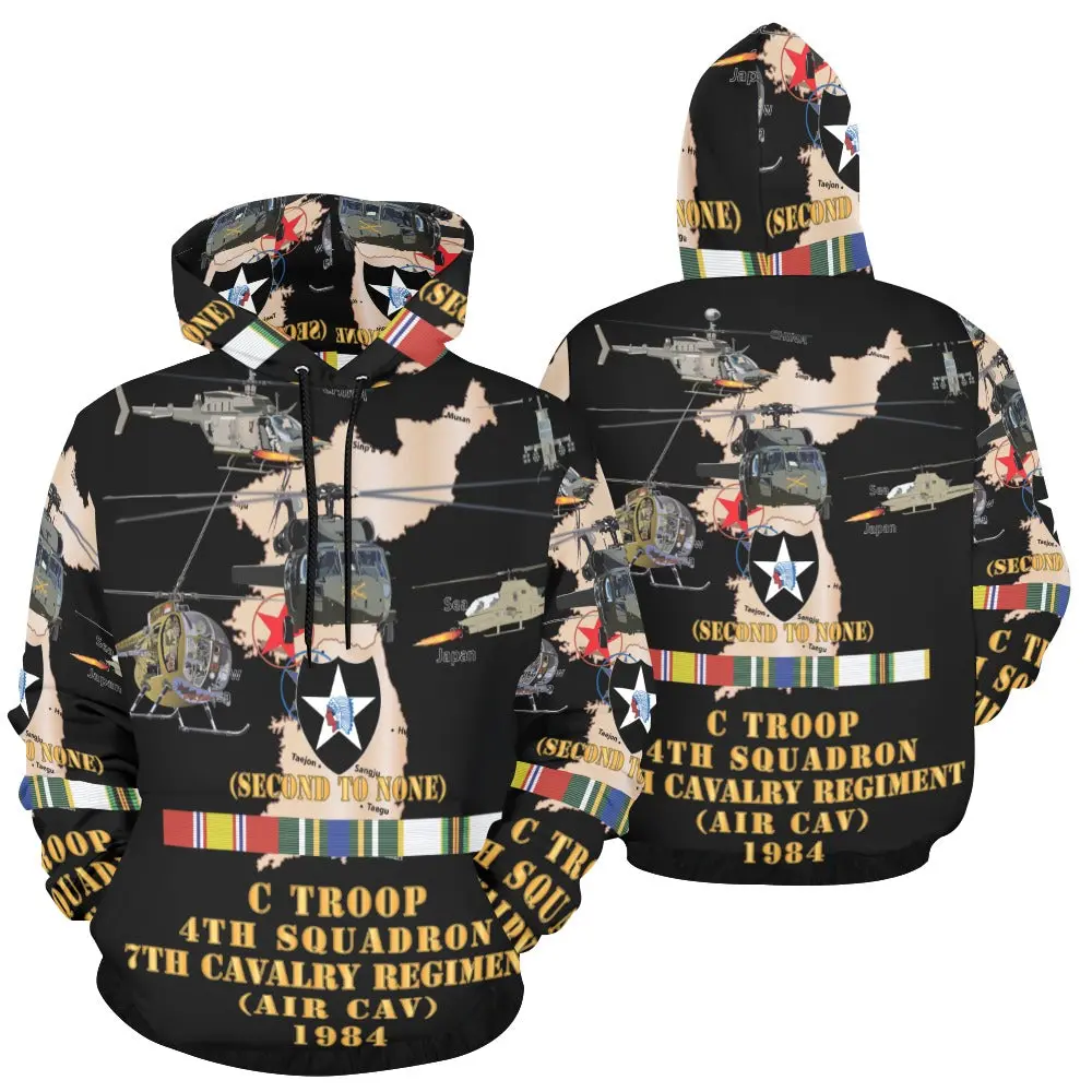 Army - Korea Map - 2Nd Infantry Div - C Trp, 4Th Sqdr, 7Th Cav (Air Cav) W Ac - Svc X 300 Men's All Over Print Hoodie (Usa Size) (Model H13) 1