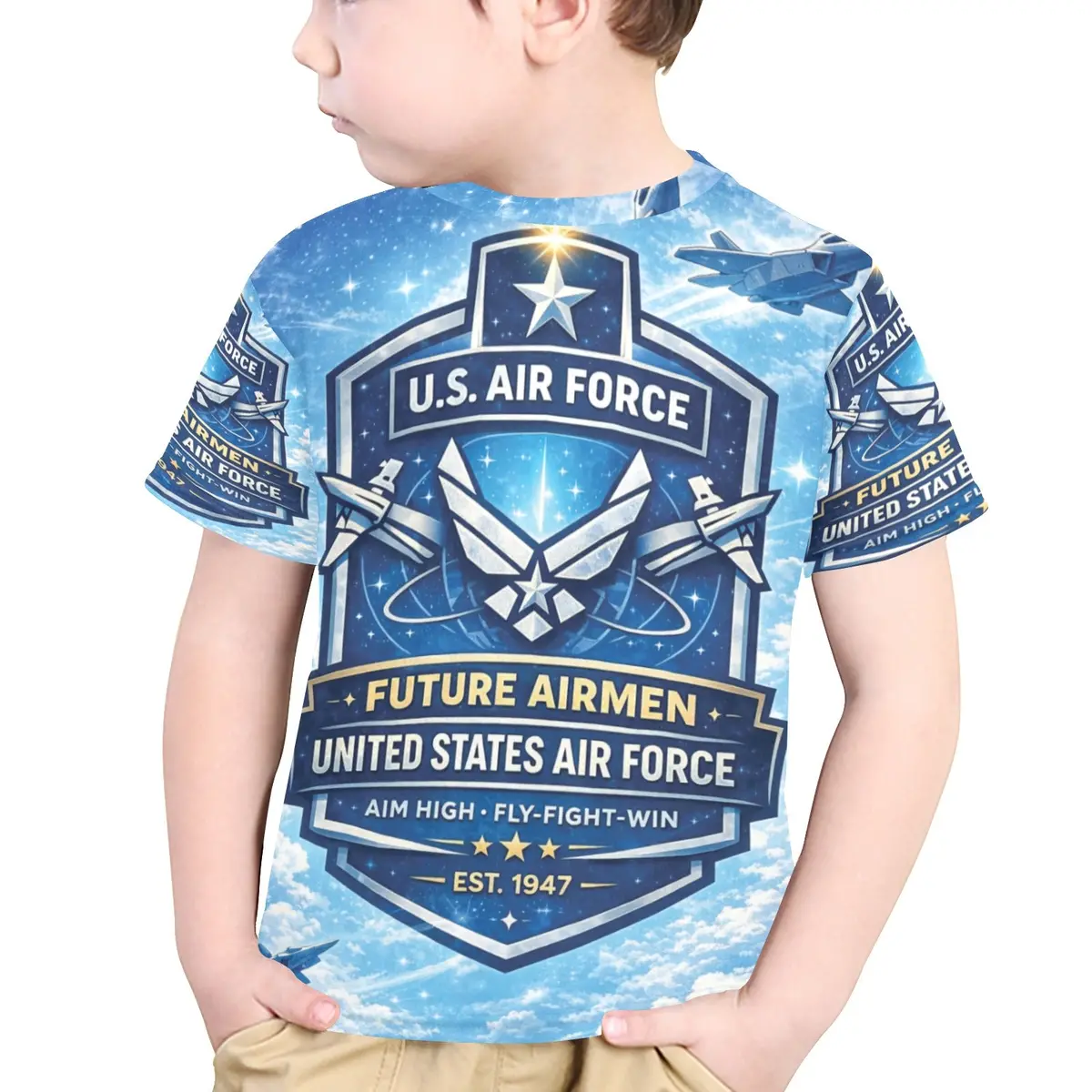 Little Kids' All Over Print Crew Neck T-Shirt - Young Patriot - Future Air Force 1