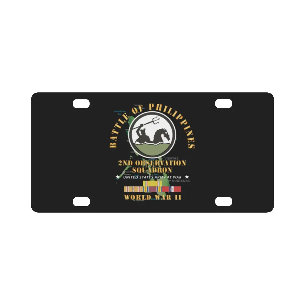 Army - Battle For Philippines - 2Nd Observation Squadron W Pac - Phil Svc Classic License Plate 1
