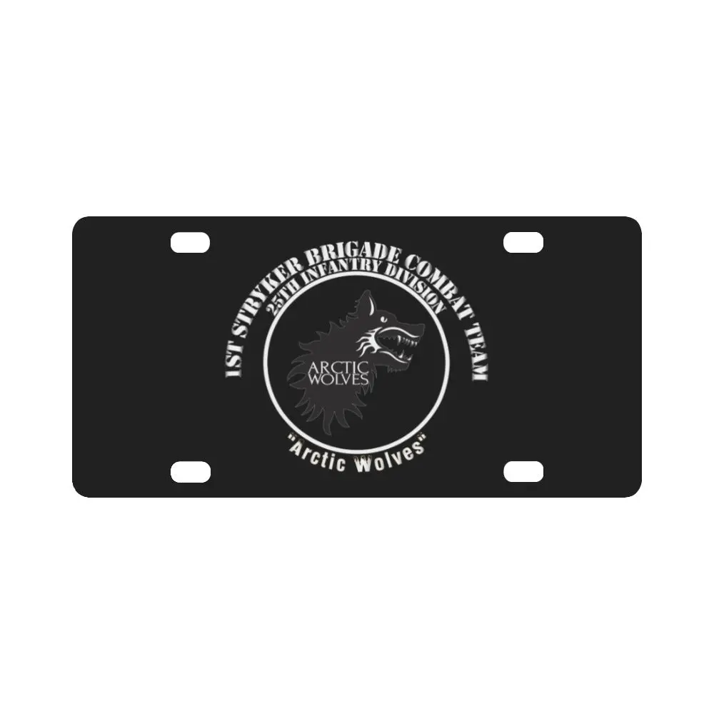 Army - 1St Stryker Bde - 25Th Id - Arctic Wolves - White Classic License Plate 1