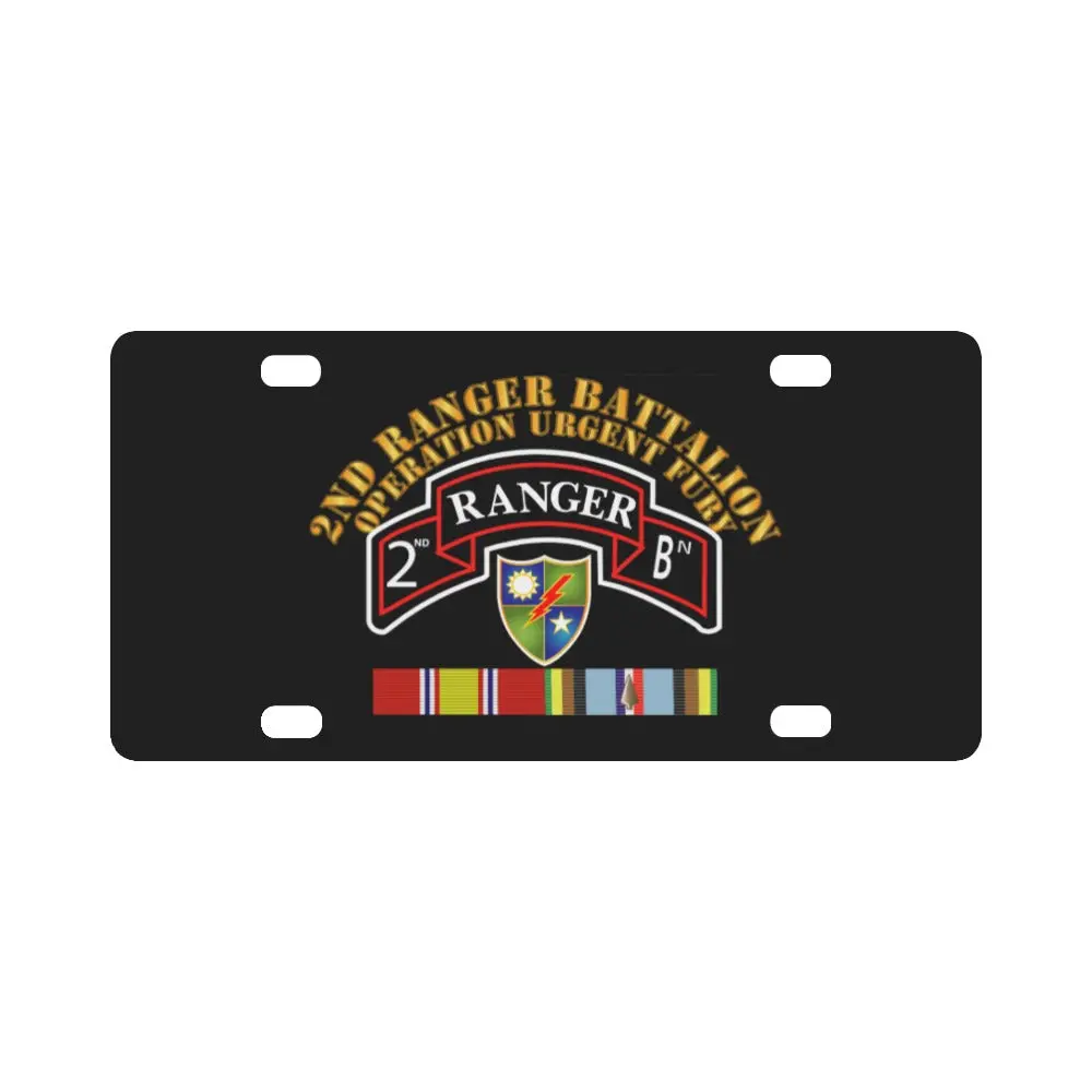 Army - 2Nd Ranger Bn - Operation Urgent Fury W Svc Ribbons X 300 Classic License Plate 1