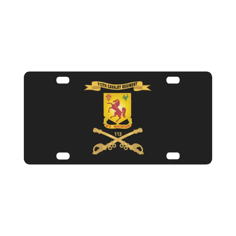 Army - 113Th Cavalry Regiment - Dui W Br - Ribbon X 300 Classic License Plate 1