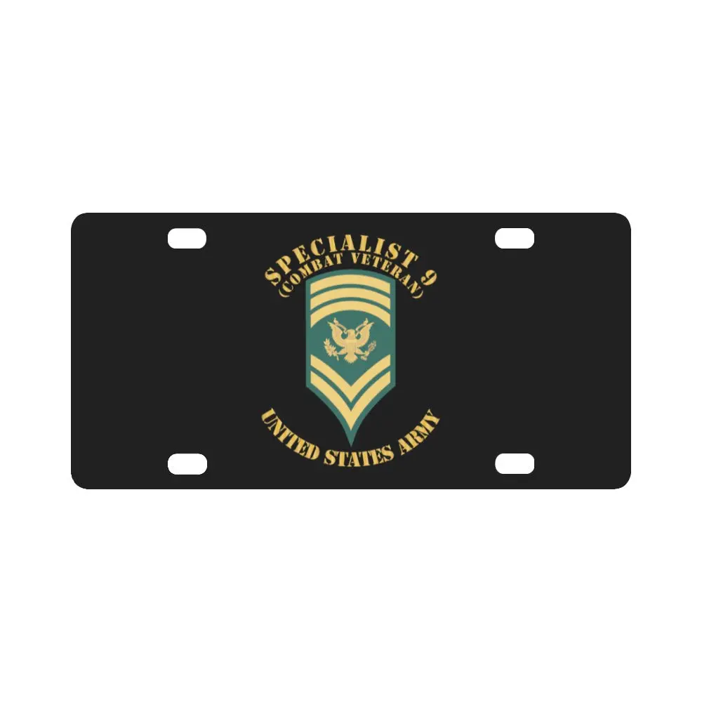 Army - Enlisted - Spec 9 - Specialist 9 - Std - Combat Veteran X 300 Classic License Plate 1