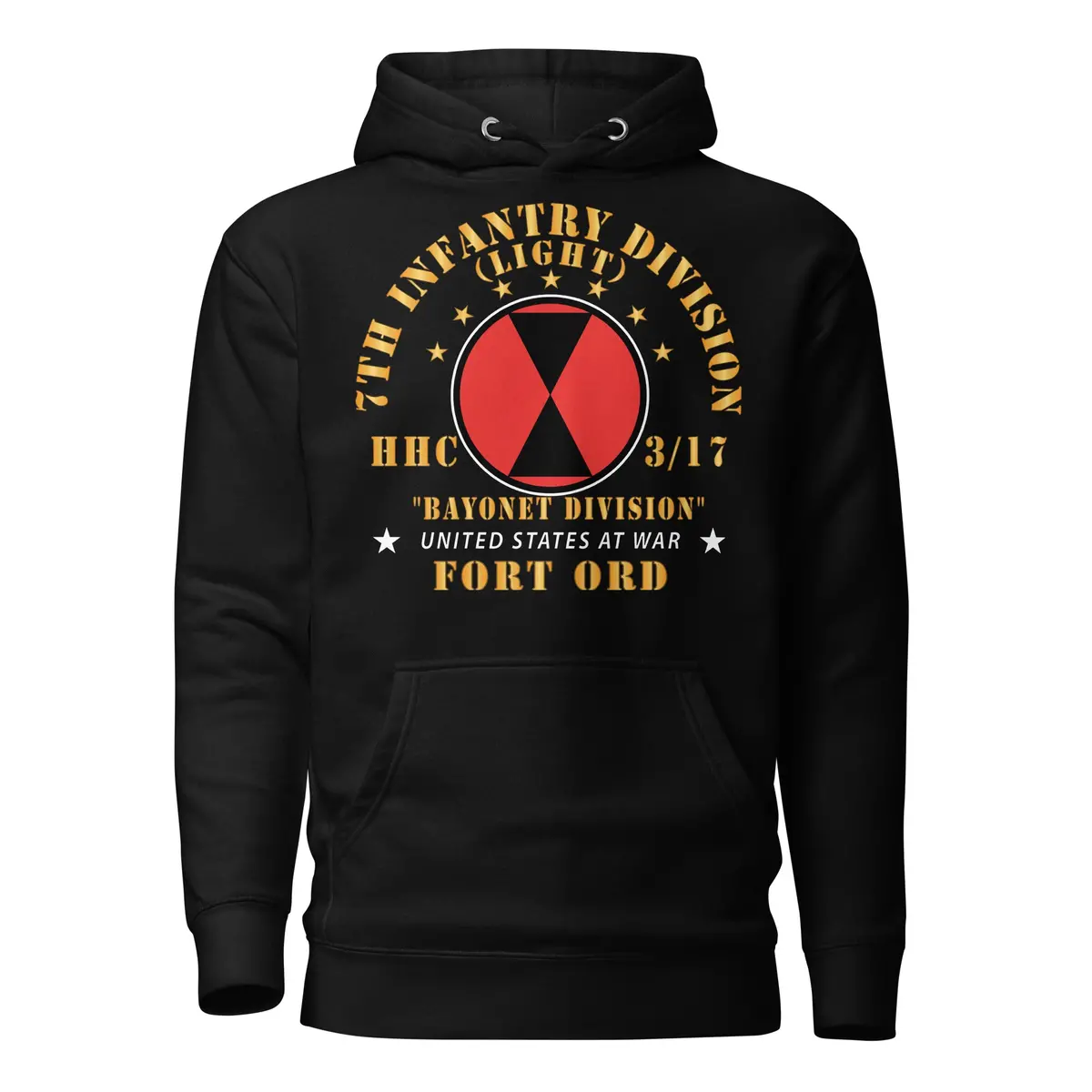 Unisex Hoodie - Army - 7Th Infantry Division - Ft Ord - Hhc - 3-17, X 300 1