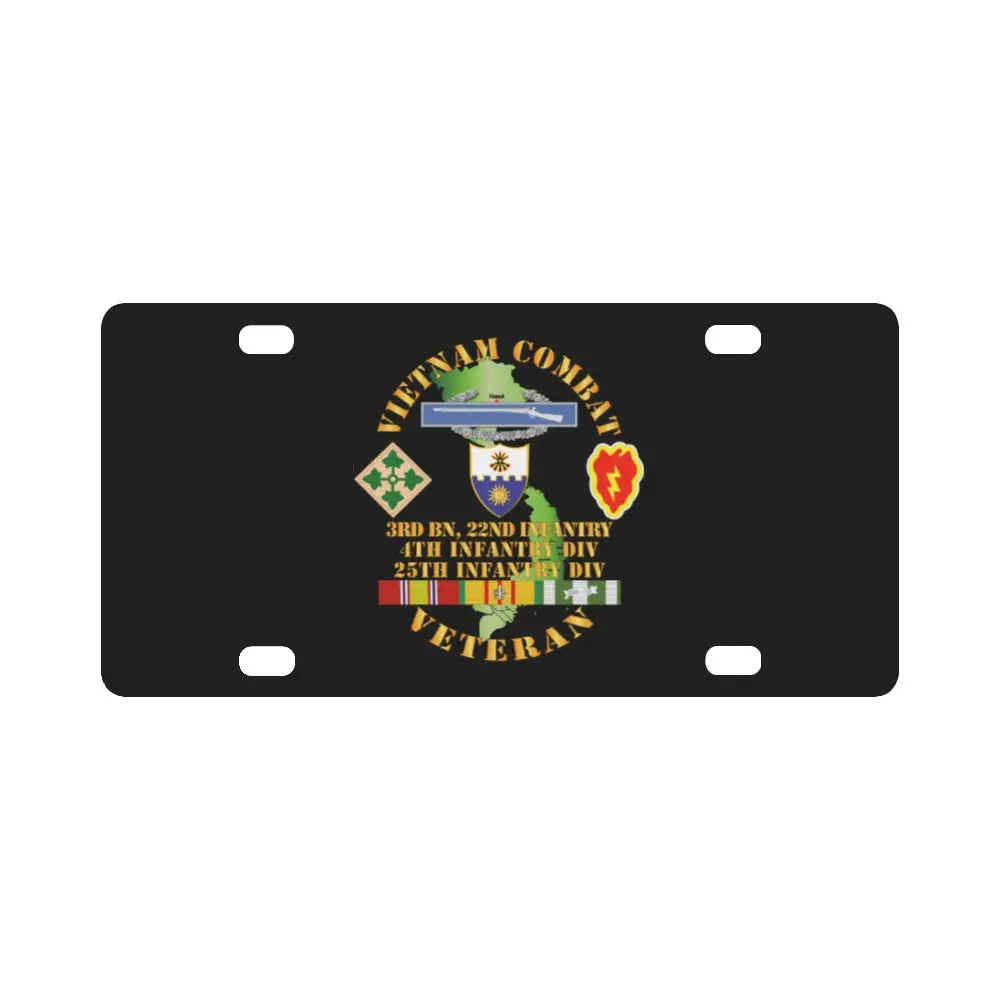 Army - Vietnam Combat Infantry Veteran W 3Rd Bn 22Nd Inf - 4Th And 25Th Id Classic License Plate 1