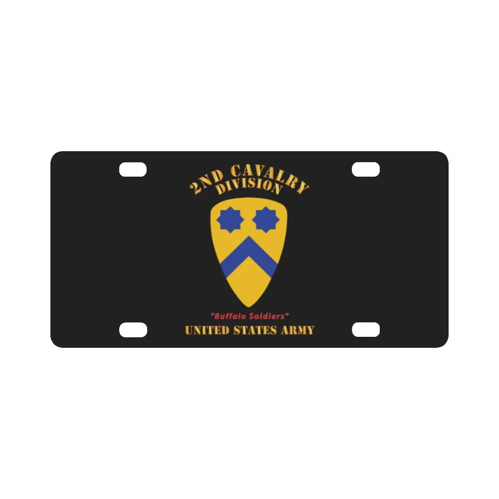 Army - Ssi - 2Nd Cavalry Division - Buffalo Soldiers - Us Army X 300 Classic License Plate 1