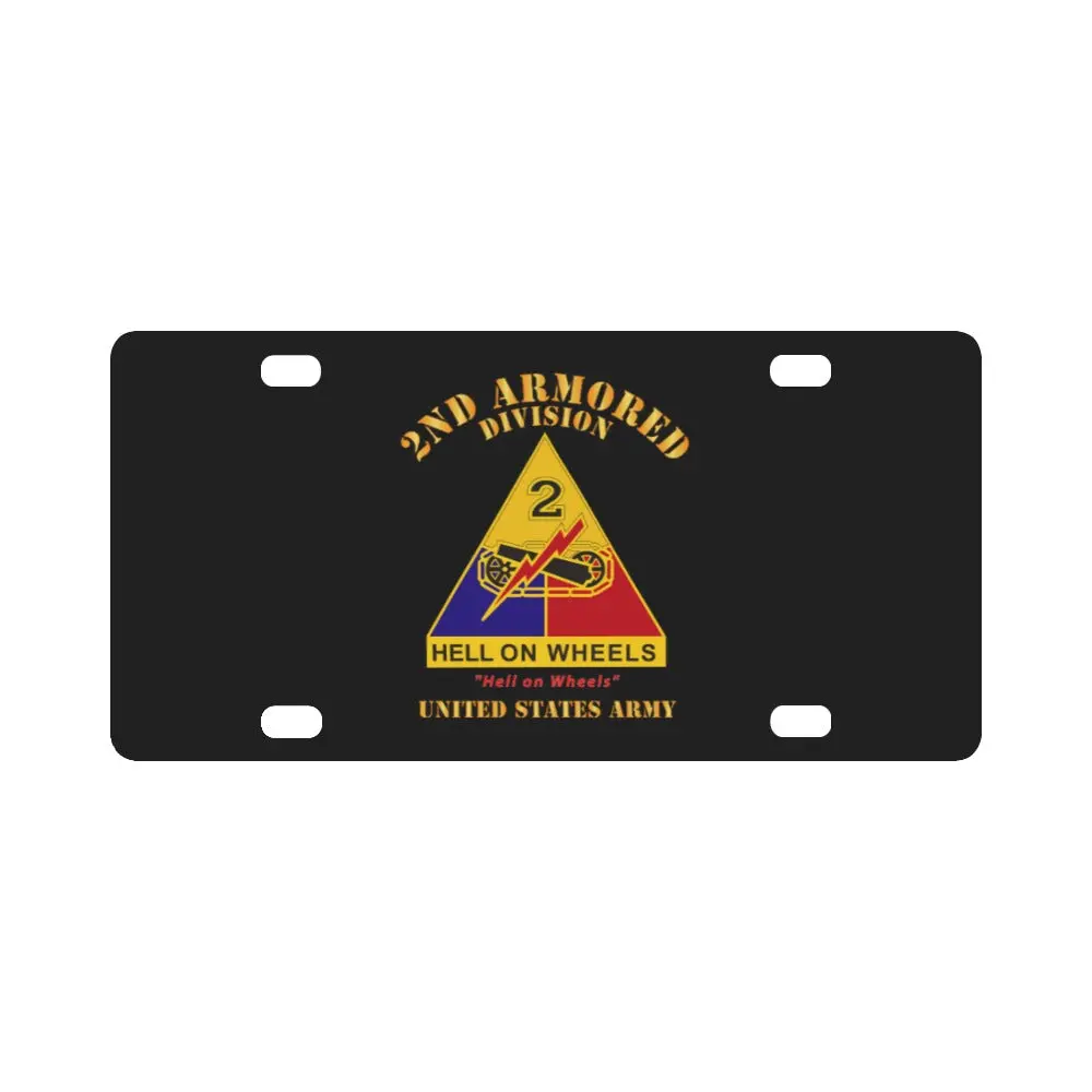 Army - Dui - 2Nd Armored Division - Hell On Wheels - Us Army X 300 Classic License Plate 1