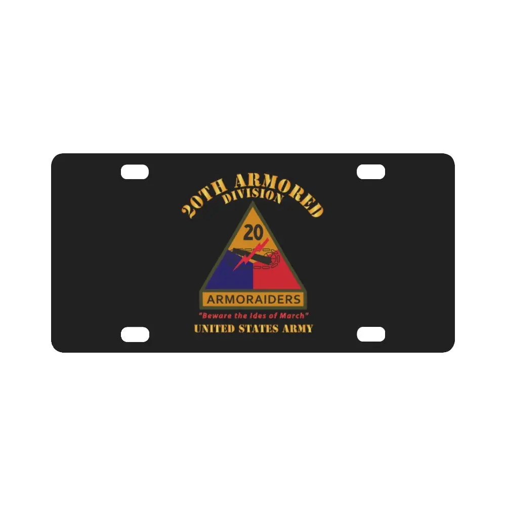 Army - Ssi - 20Th Armored Division W Name Tape - Beware The Ides Of March - Us Army X 300 Classic License Plate 1