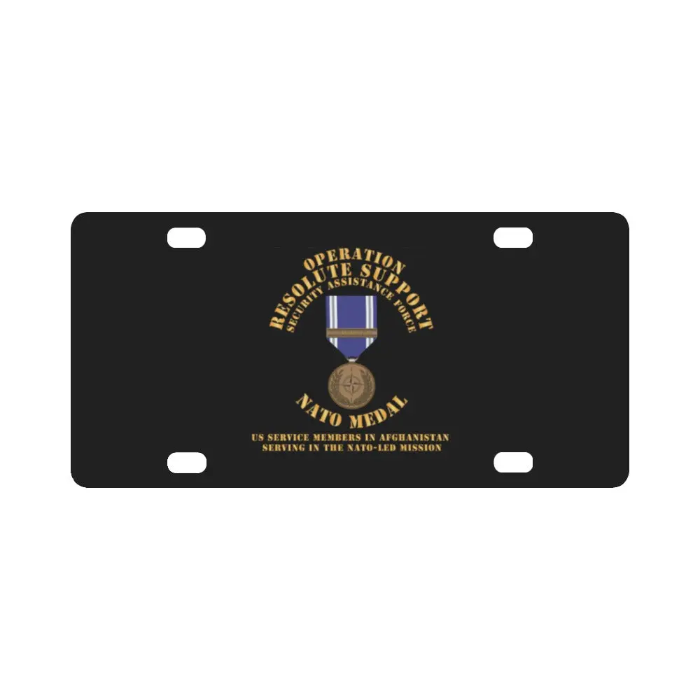 Operation Resolute Support - Nato Led - Afghanistan Medal With Clasp X 300 Classic License Plate 1