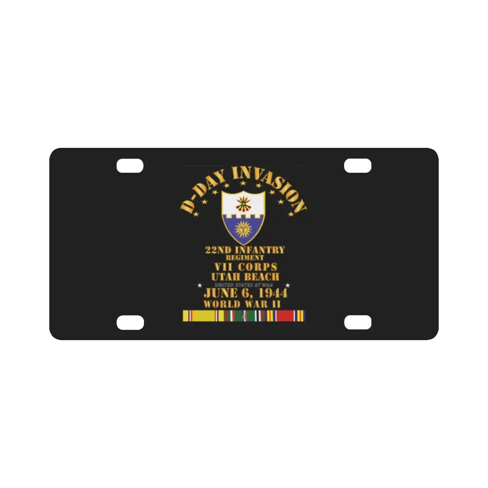 Army - 22Nd Infantry Regt - Vii Corps - D Day W Svc Classic License Plate 1