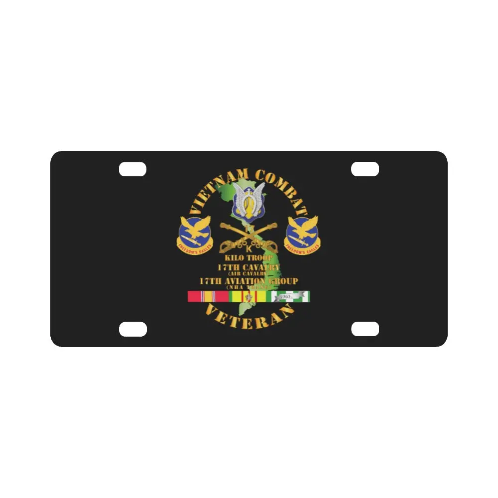 Army - Vietnam Combat Cavalry Vet W Kilo Troop - 17Th Air Cav - 17Th Aviation Group Dui W Svc Classic License Plate 1