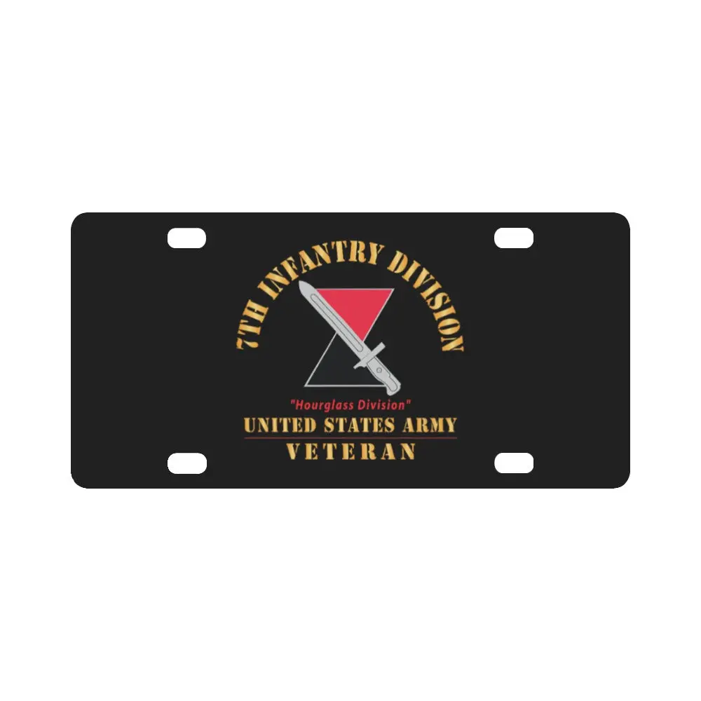 Army - Dui - 7Th Infantry Division - Hourglass Division - Us Army Veteran X 300 Classic License Plate 1
