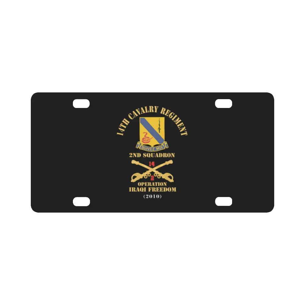 Army - 14Th Cavalry Regiment W Cav Br - 2Nd Squadron - Red Txt X 300 Classic License Plate 1