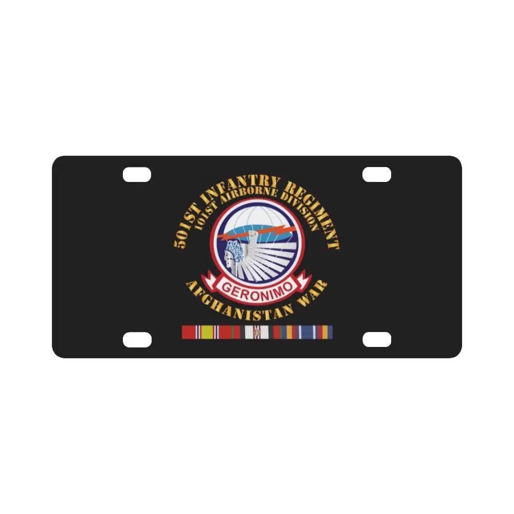 Army - 501St Infantry Regiment W Afghan Svc Classic License Plate 1