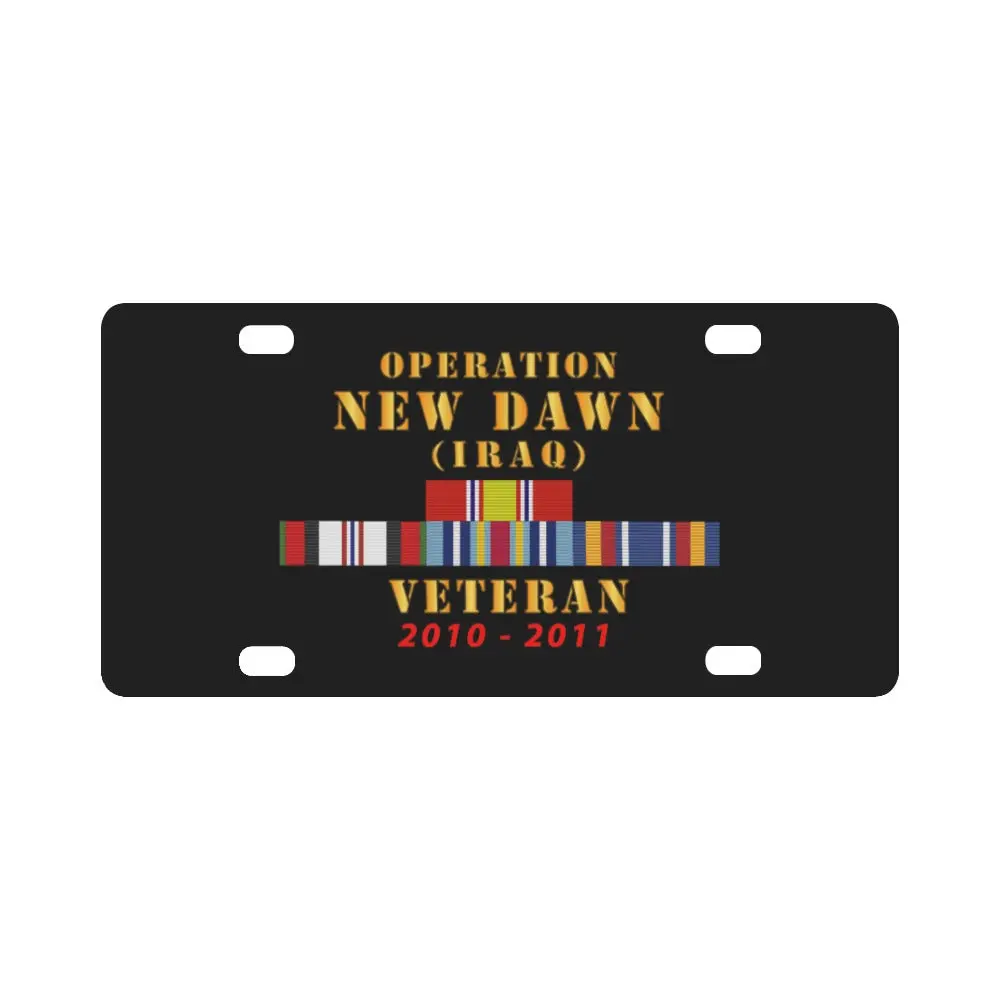Operation New Dawn Service Ribbon Bar W Gwt - Iraq (2010 - 2011) X 300 Classic License Plate 1