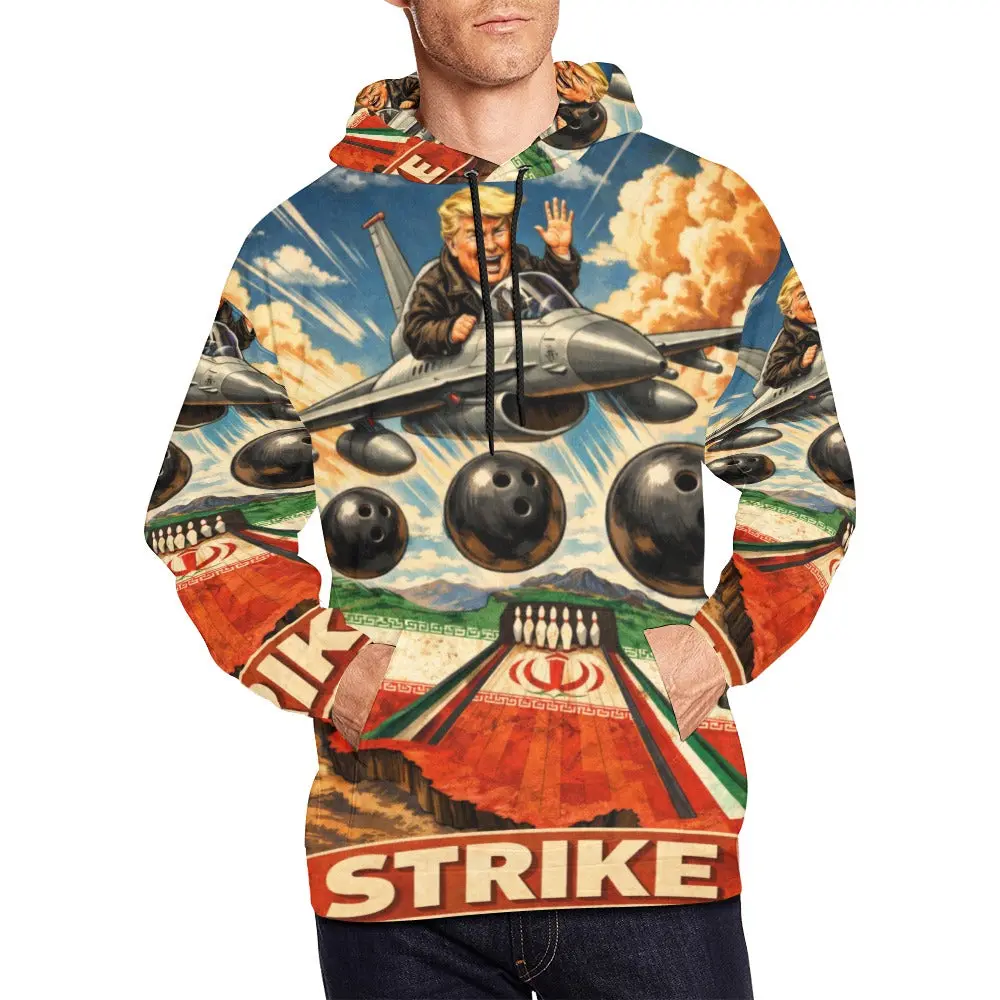 Donald Trump 'Bowling With Iran' Men's All Over Print Hoodie (Usa Size) (Model H13) 1