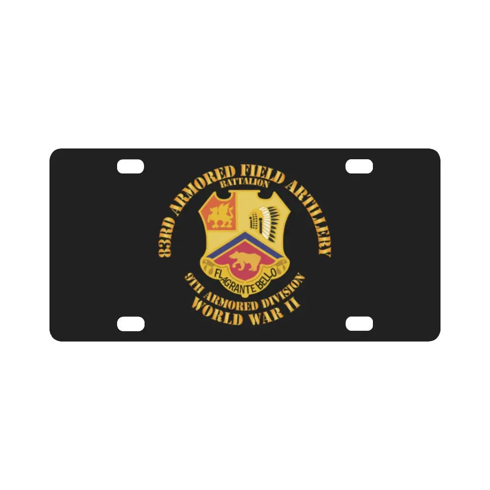 Army - 83Rd Armored Field Artillery Bn - 9Th Armor Div - Wwii Classic License Plate 1