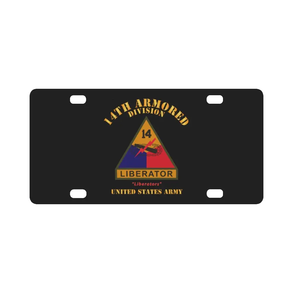 Army - Ssi - 14Th Armored Division W Name Tape - Liberators - Us Army X 300 Classic License Plate 1