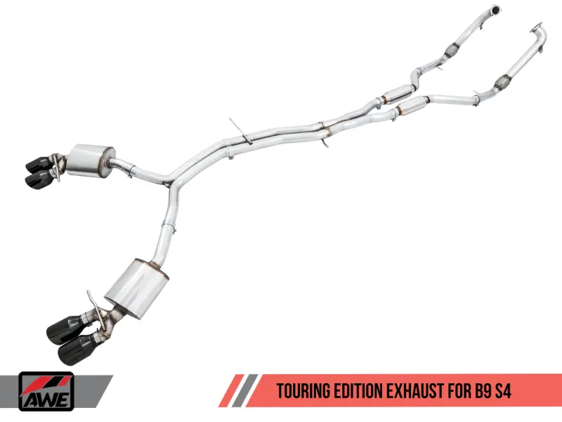 Awe Tuning Touring Edition Non-Resonated Exhaust For Audi B9 S4 – Black 102Mm Tips 1