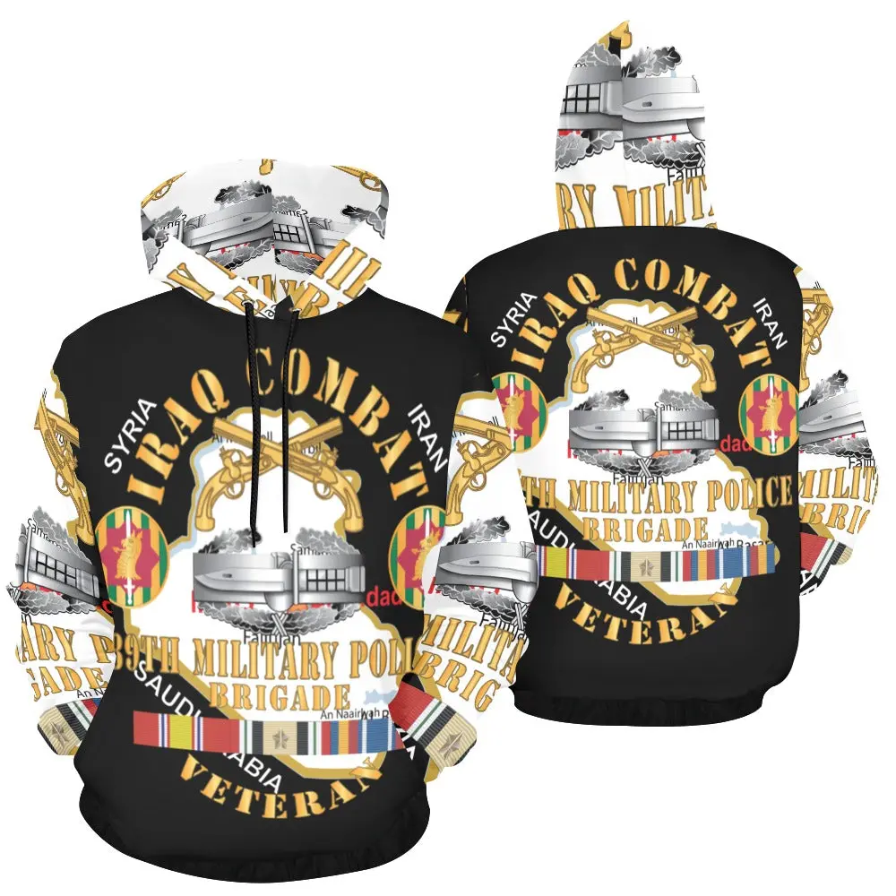 Men's All Over Print Hoodie (Usa Size) (Model H13) - Army - 89Th Military Police Brigade - Iraq Combat Veteran - Ssi - Cab, Br W Iraq Svc X 300 1